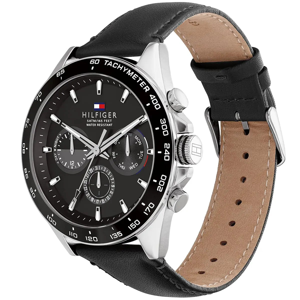 Tommy Hilfiger Men’s Watch 1791964 – Black Dial, Black Leather Strap, Quartz Analog