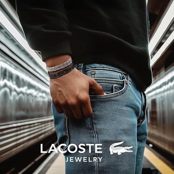 سوار Lacoste رجالي ستانلس ستيل سيلفر – ميرور أورجينال بتصميم فاخر وأنيق