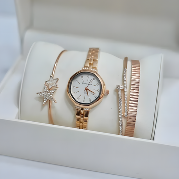 Anne Klein Women's Gold Watch Set with Three Bracelets – Elegant Gift Box
