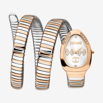 Just Cavalli Women’s Analog Watch JC1L230M0075 Silver Gold with Crystal Accents Original