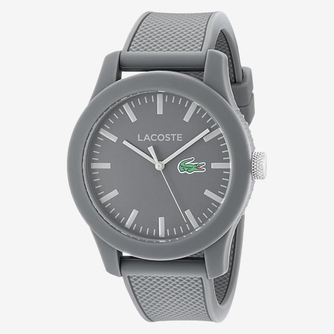 Lacoste Men's Lacoste.12.12 -Quartz Watch with Silicone Strap, Grey,High Quality