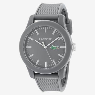 Lacoste Men's Lacoste.12.12 -Quartz Watch with Silicone Strap, Grey,High Quality
