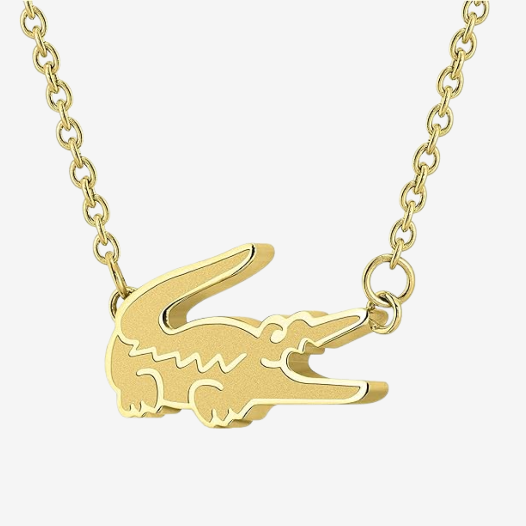 Lacoste Women's CROCODILE Collection Pendant Necklace available in silver, yellow gold or carnation gold