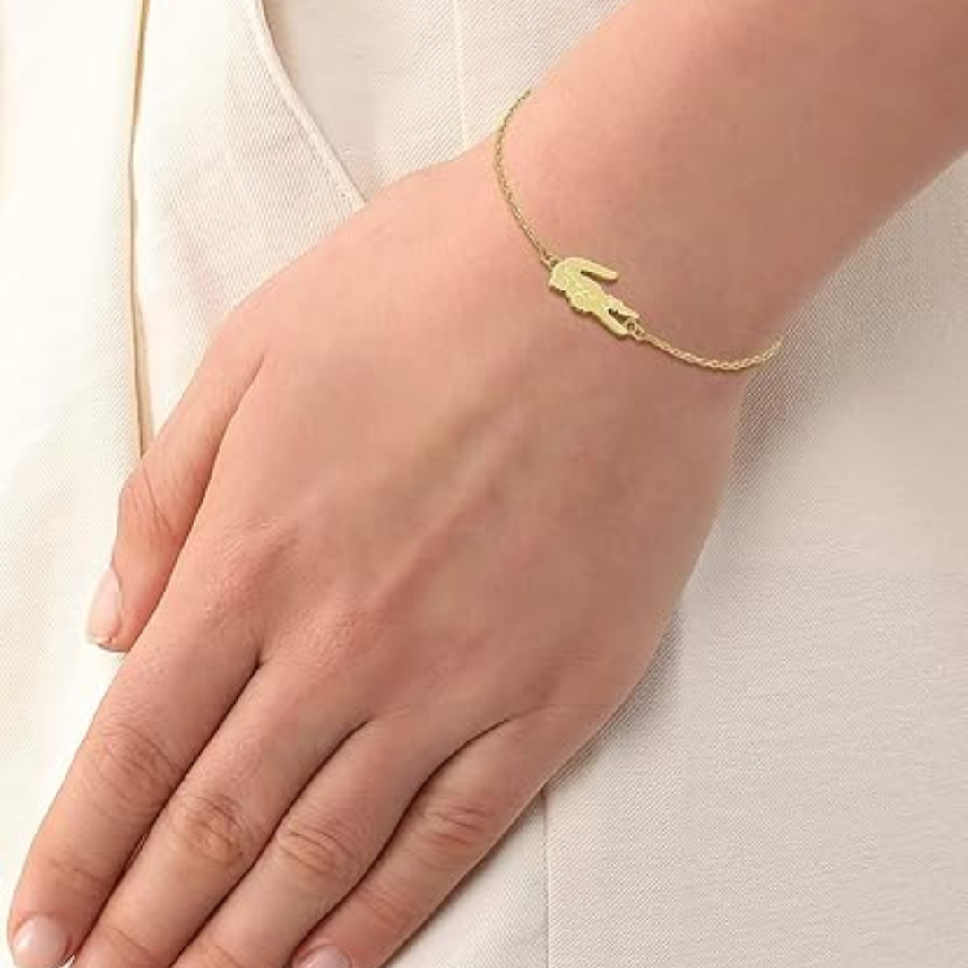 Lacoste Women's CROCODILE Collection Pendant Necklace available in silver, yellow gold or carnation gold