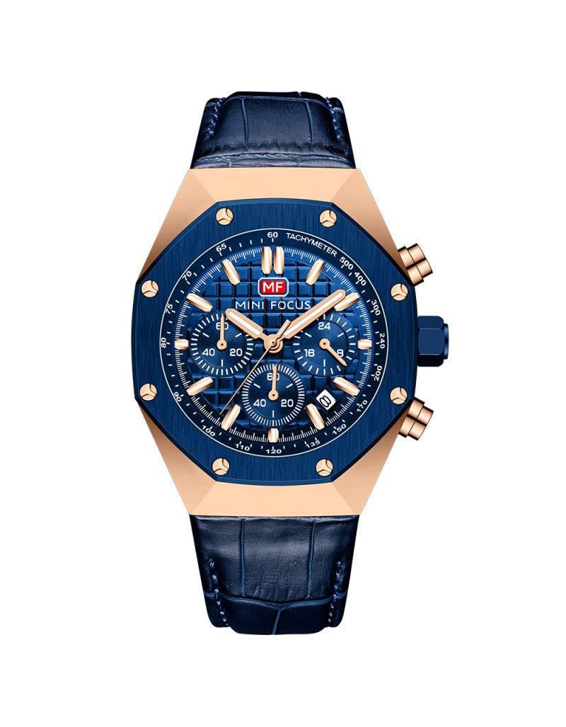 Mini Focus Men’s Watch MF0417G.04 45mm Chronograph Blue leatherStrap Original