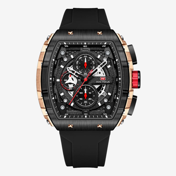 Mini Focus MF0399G Men's Original Watch – Black Dial with Gold Bezel and Black Rubber Strap