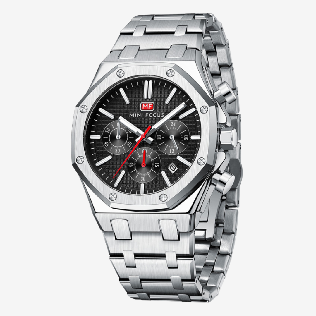 Mini Focus MF0609G Men's Watch – Original Quality, Sleek Black Dial & Stainless Steel Body