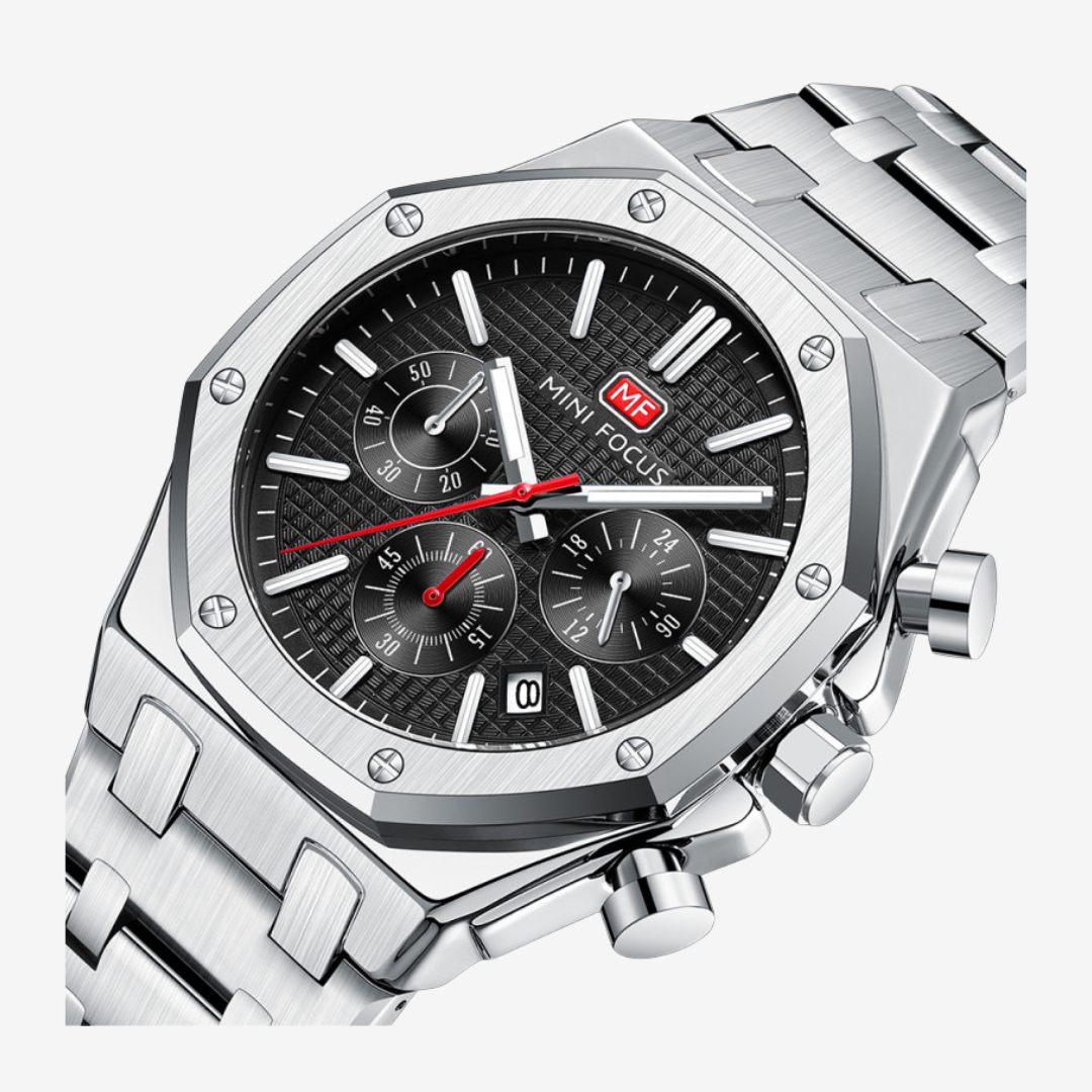 Mini Focus MF0609G Men's Watch – Original Quality, Sleek Black Dial & Stainless Steel Body