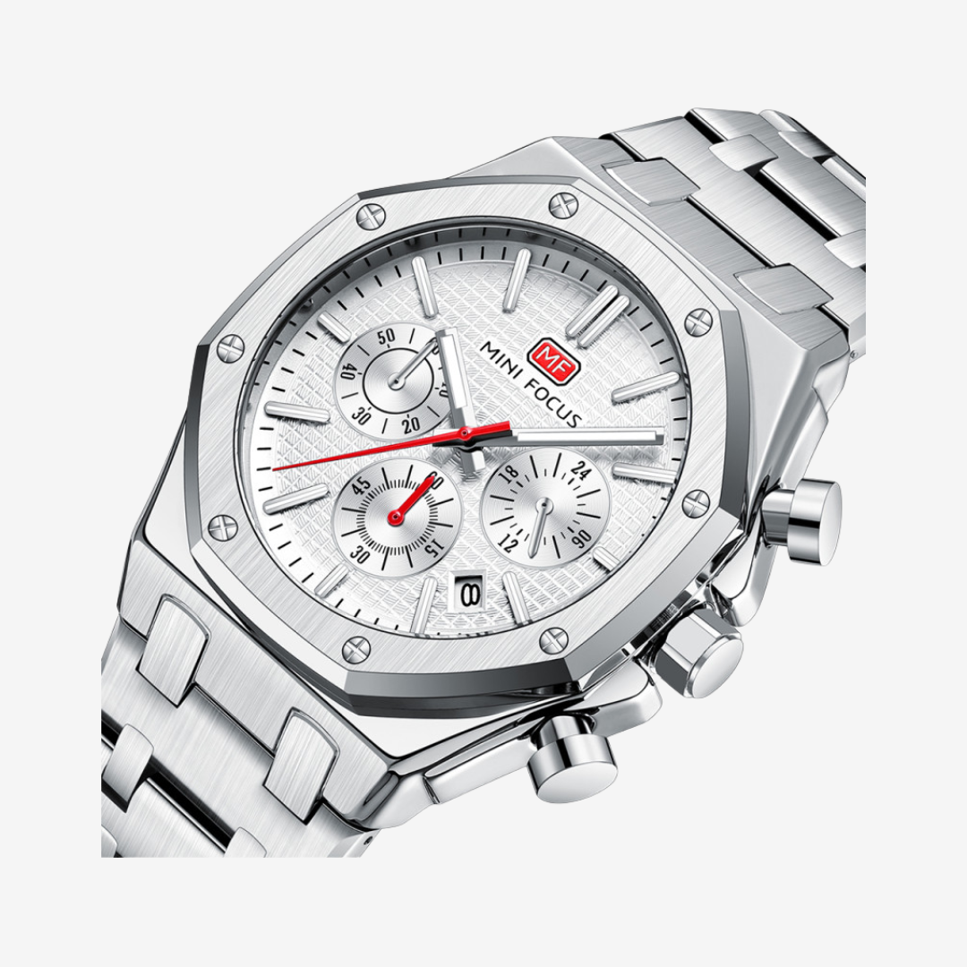 Mini Focus MF0609G Men's Watch – Original Quality, White Dial with Stainless Steel Design