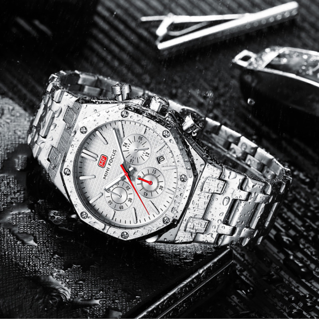 Mini Focus MF0609G Men's Watch – Original Quality, White Dial with Stainless Steel Design