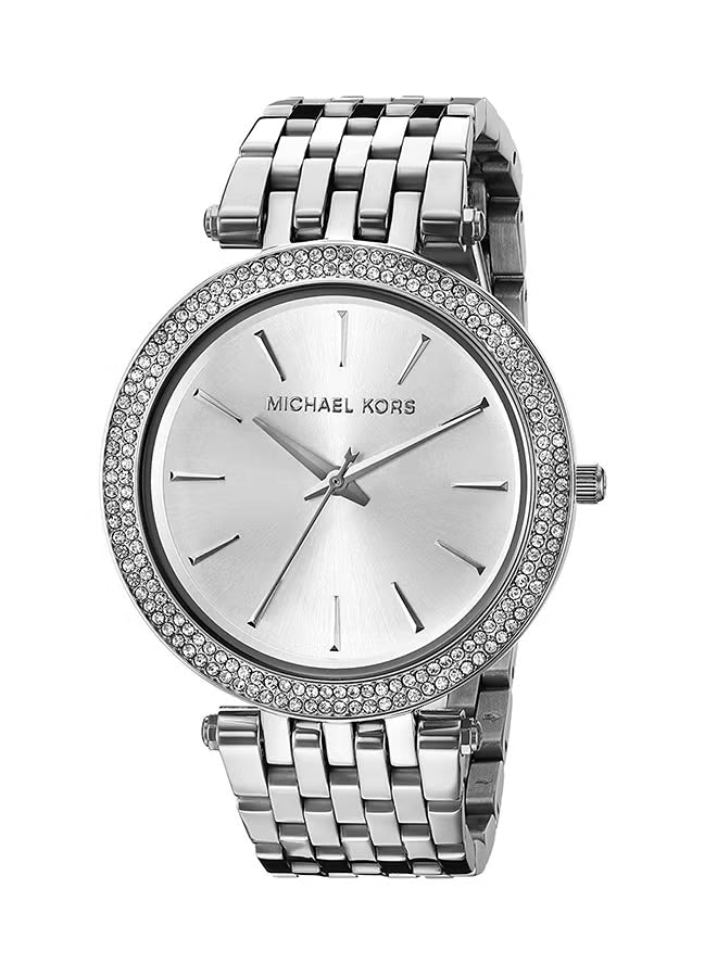 Michael Kors Women’s Watch MK3190 – Silver with Double Crystal Bezel, Elegant Stainless Steel Design
