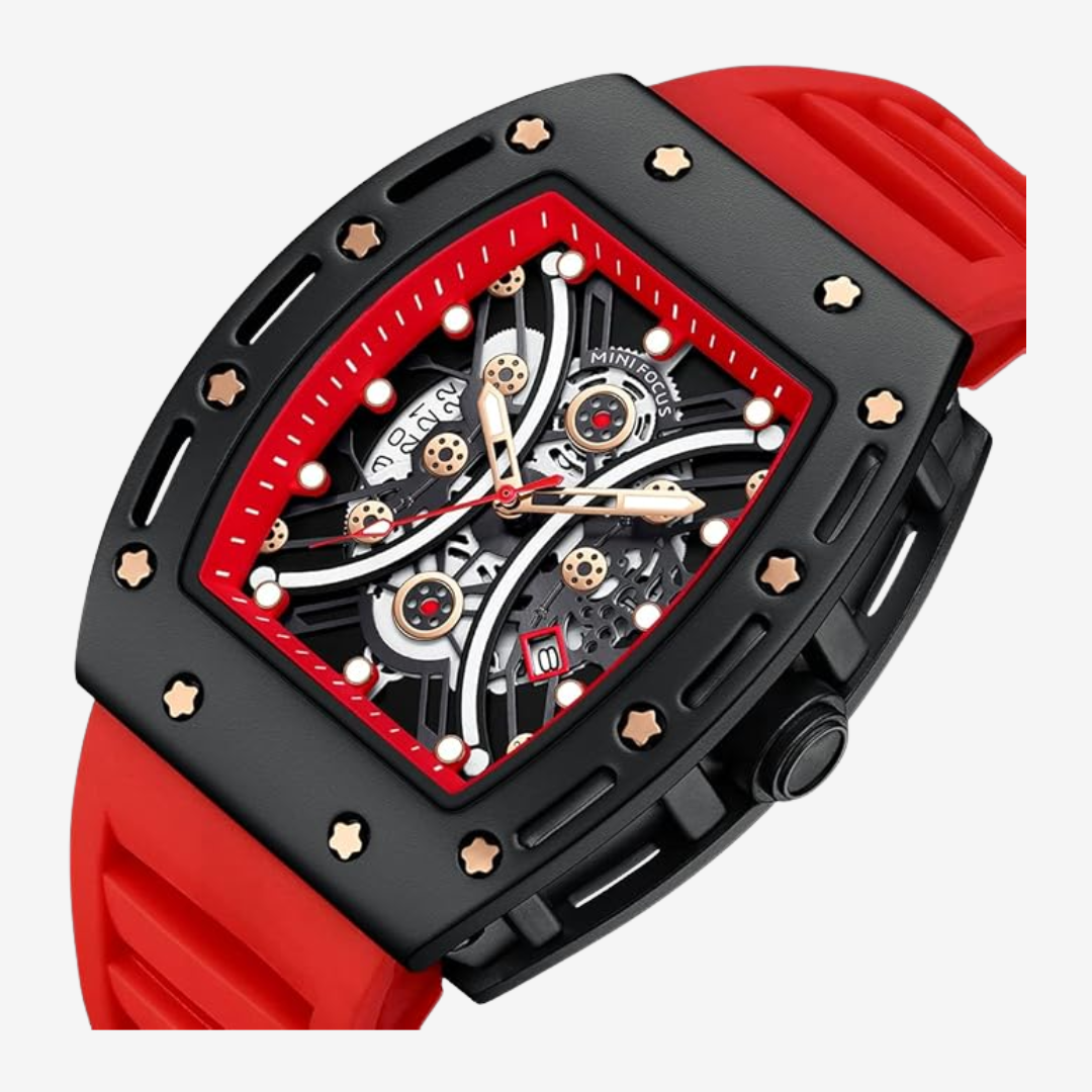 Mini Focus MF0420G Casual Analog Watch for Men - Red Rubber Strap Original