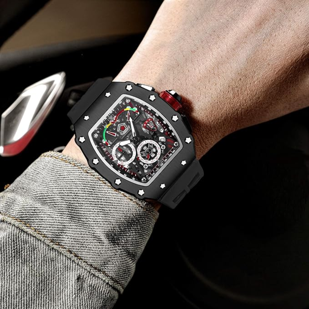 Richard Mille Men’s Watch  Luxury Sport Design Black Rubber Strap Chronograph – Mirror Original