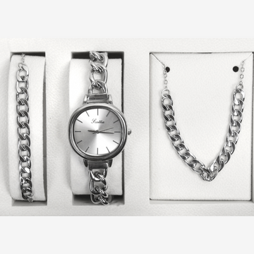 Scottie Women’s Set Silver Watch Necklace Bracelet Stylish Original
