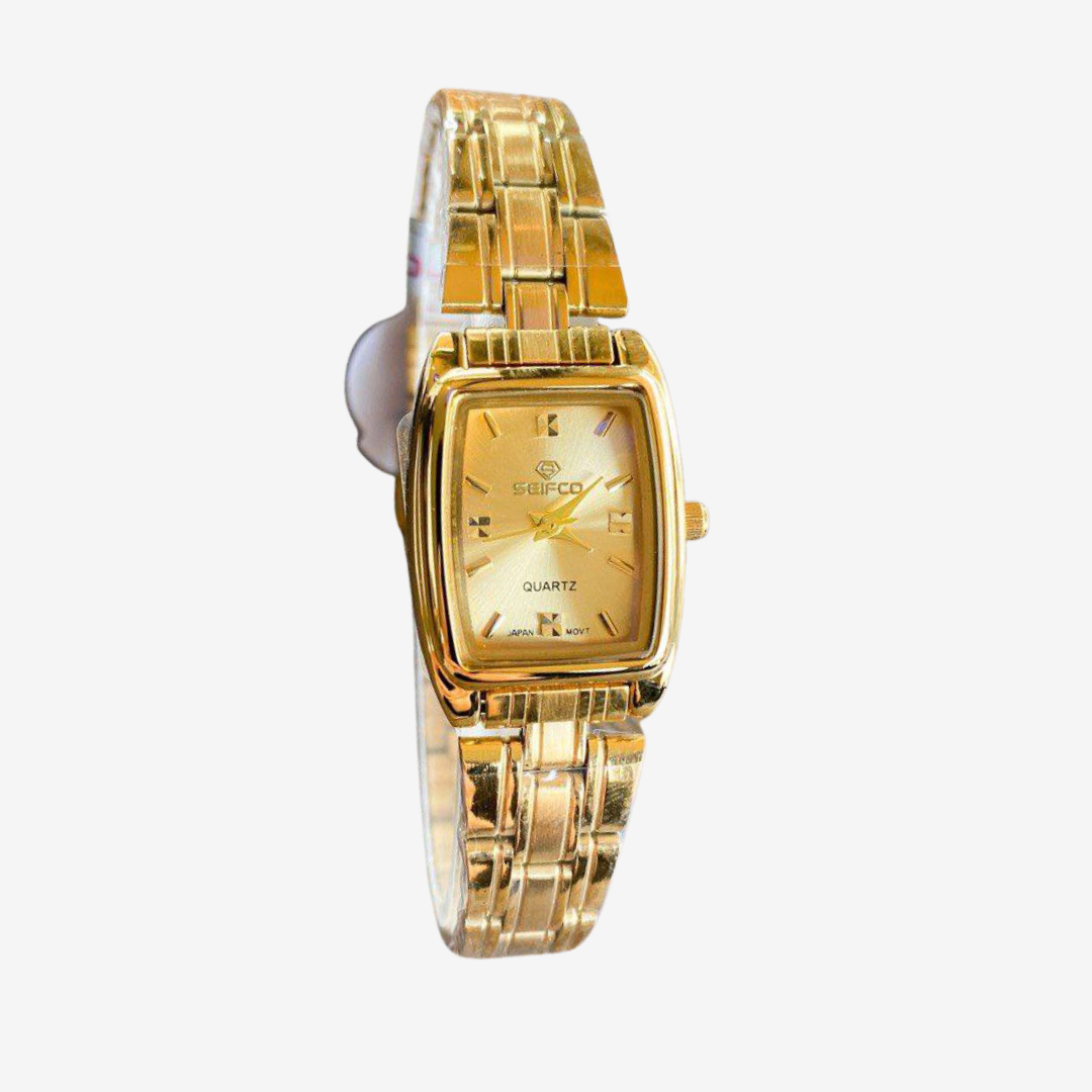 Seifco Women’s Watch – Gold-Tone Bracelet with Black Dial & Four Matching Bracelets Gift Set