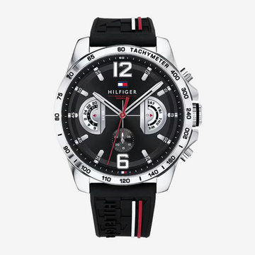 Tommy Hilfiger watch for men 1791473 44mm Black Rubber Strap - Mirror Edition