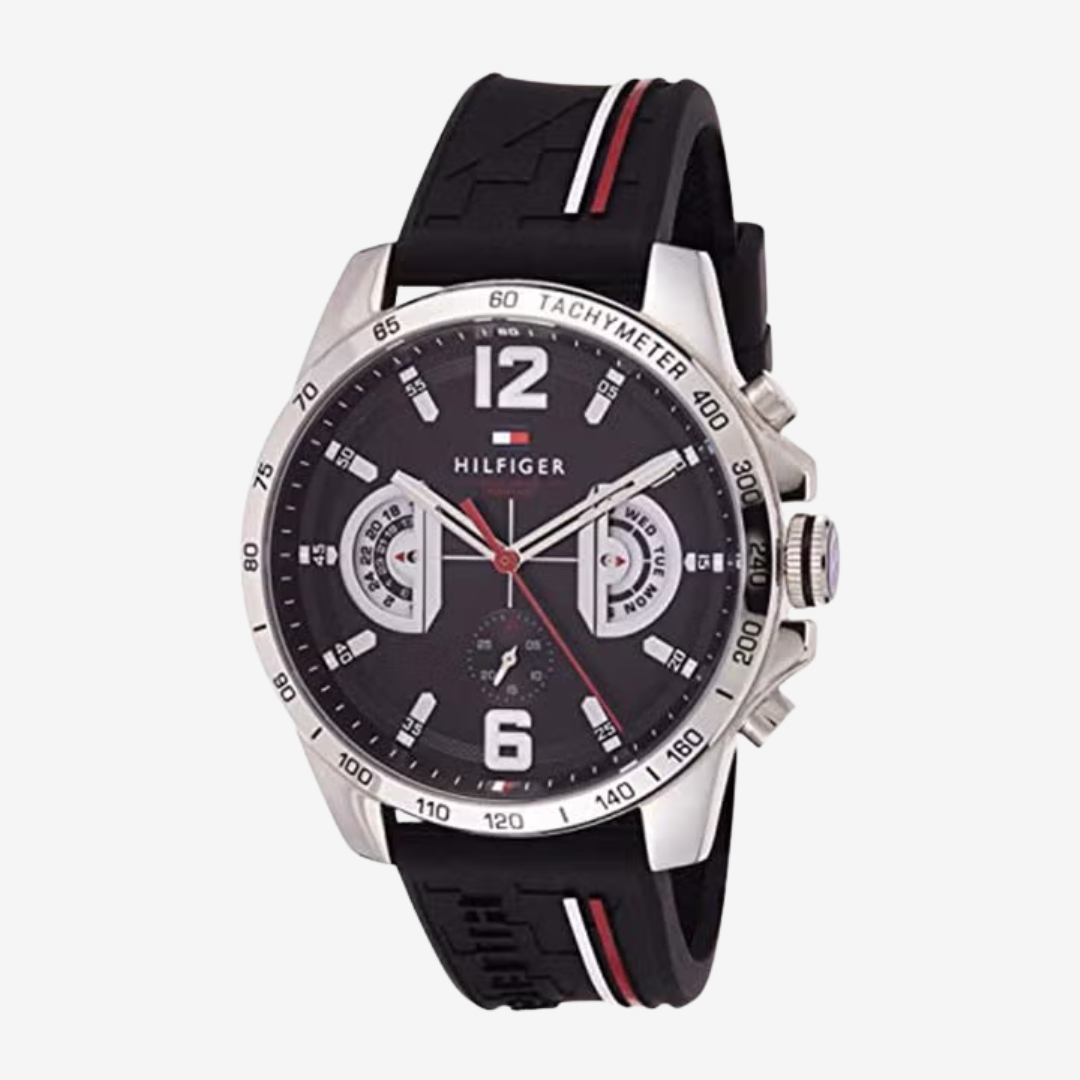 Tommy Hilfiger Men’s Watch 1791473 Multi Dial Quartz black Silicone Strap Original