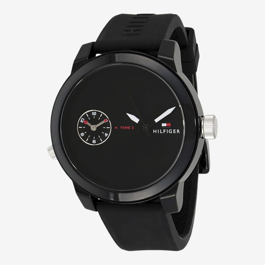 Tommy Hilfiger Mirror Watch for Men Black Dial with Black Rubber Strap_ Mirror edition