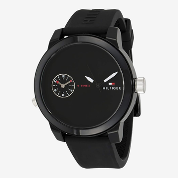 Tommy Hilfiger Mirror Watch for Men Black Dial with Black Rubber Strap_ Mirror edition