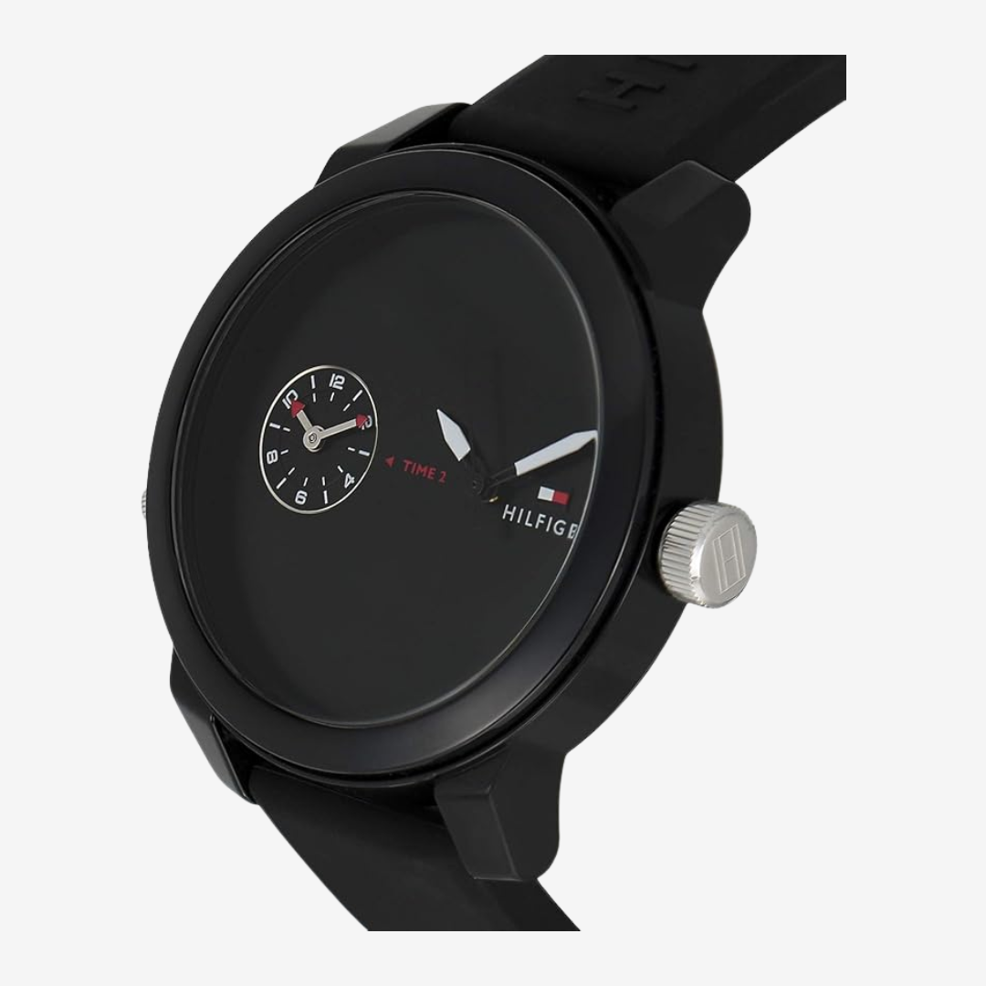 Tommy Hilfiger Mirror Watch for Men Black Dial with Black Rubber Strap_ Mirror edition