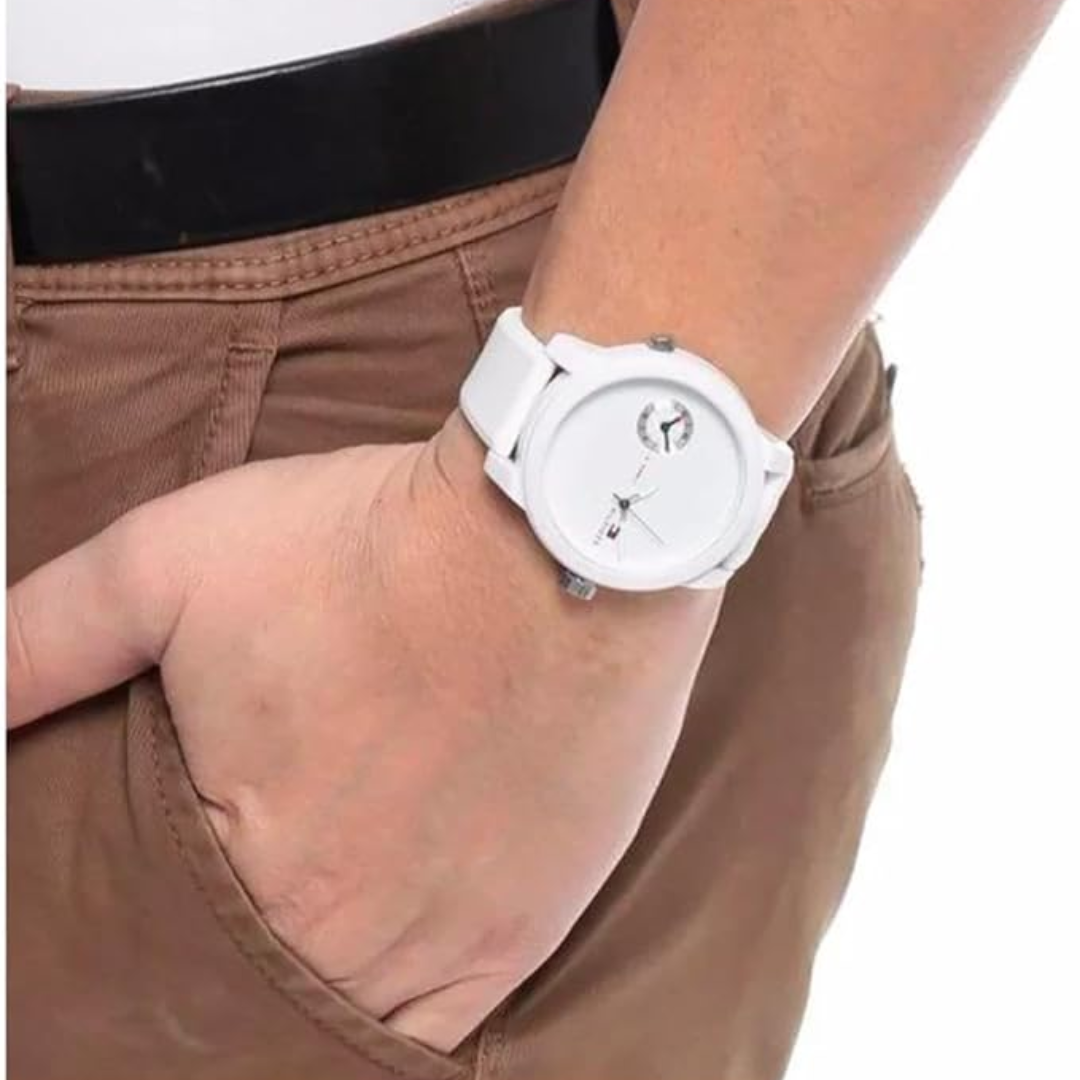 Tommy Hilfiger Watch for Men, Quartz Movement, Analog Display, White Rubber Strap-Mirror edition