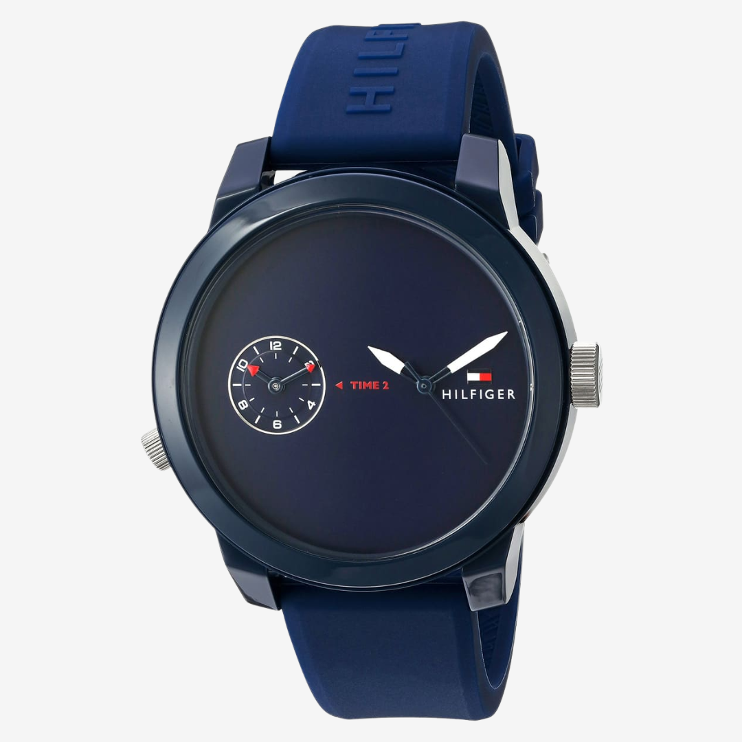 Tommy Hilfiger Mirror Watch for Men – Original Quality, Blue Dial with Blue Rubber Strap - Mirror edition