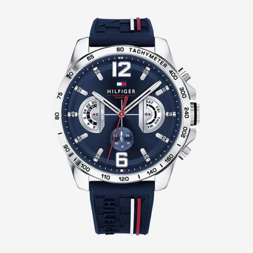 Tommy Hilfiger Men’s Watch 1791476 – Multi-Dial Quartz Navy Blue Silicone Strap - Mirror Edition