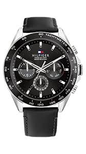 Tommy Hilfiger Men’s Watch 1791964 – Black Dial, Black Leather Strap, Quartz Analog