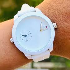 Tommy Hilfiger Watch for Men, Quartz Movement, Analog Display, White Rubber Strap-Mirror edition