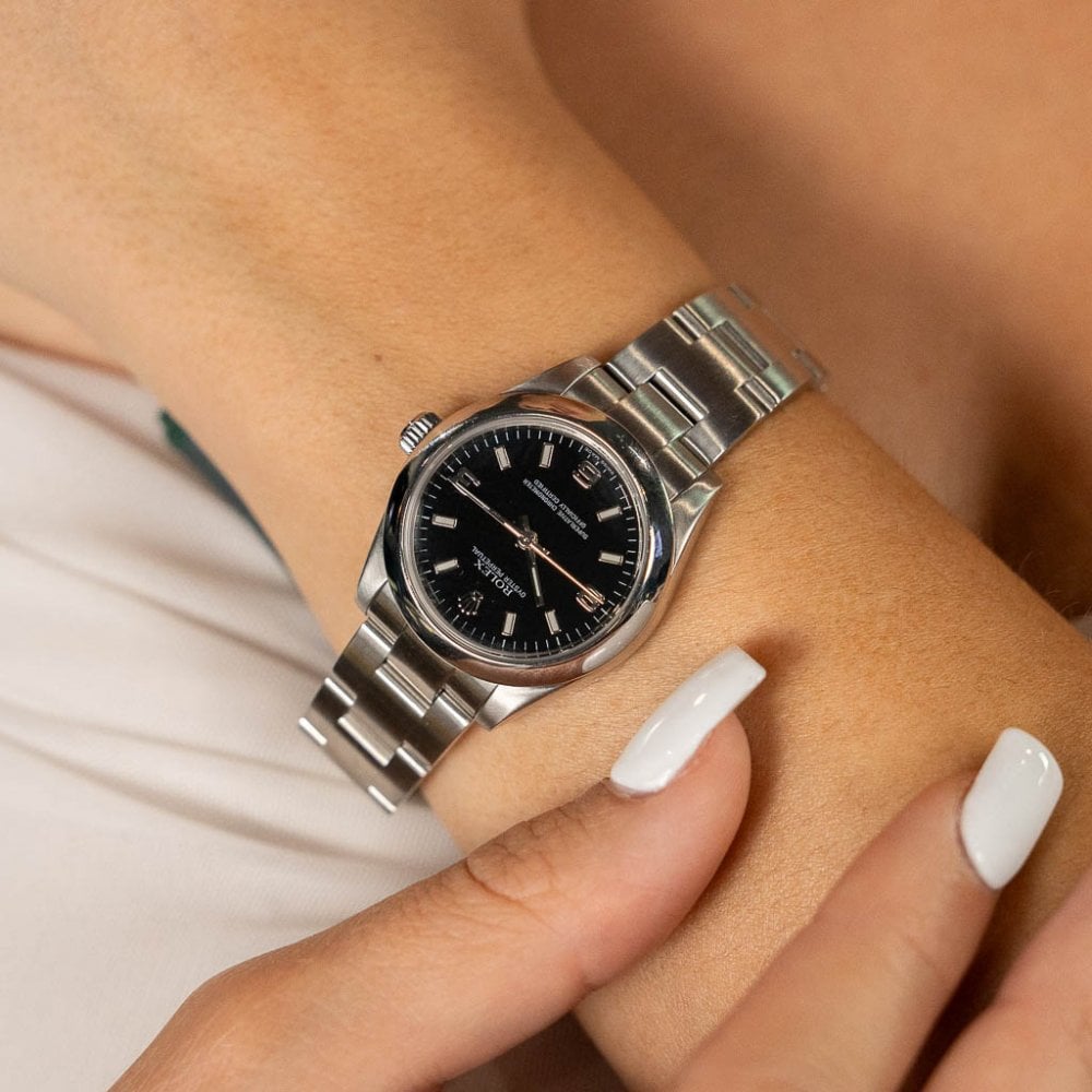 Rolex Oyster Perpetual women’s Watch 31mm Quartz black Dial Stainless Steel Silver High Quality