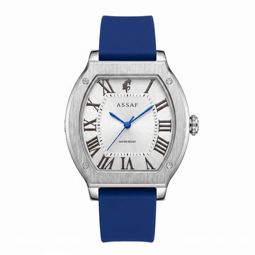 ASSAF Original Men's Watch - Silver Dial & Blue Silicone Strap