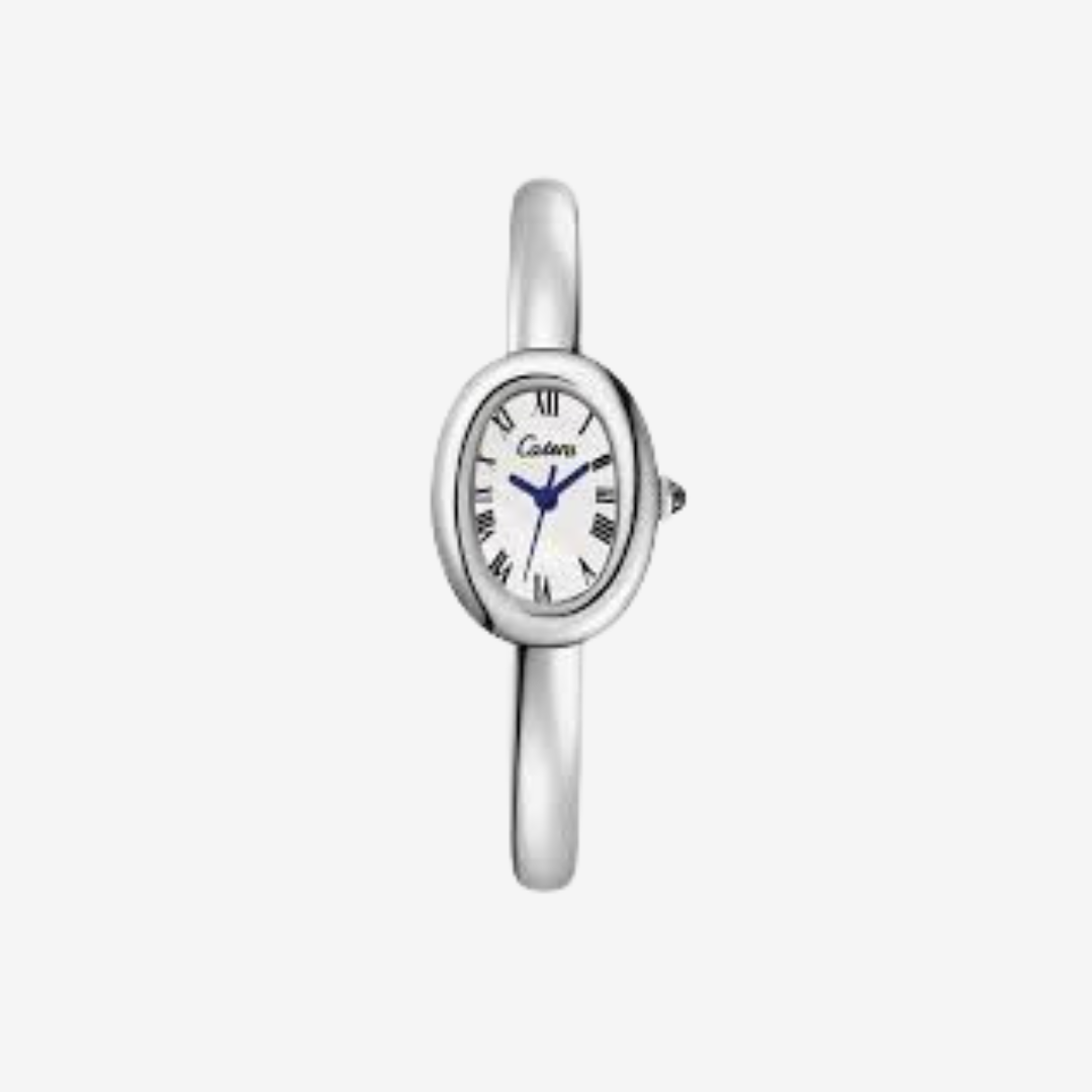 Cartier Women’s Watch – Silver Tone – Oval White Dial – Roman Numerals – Quartz Movement – Mirror Edition