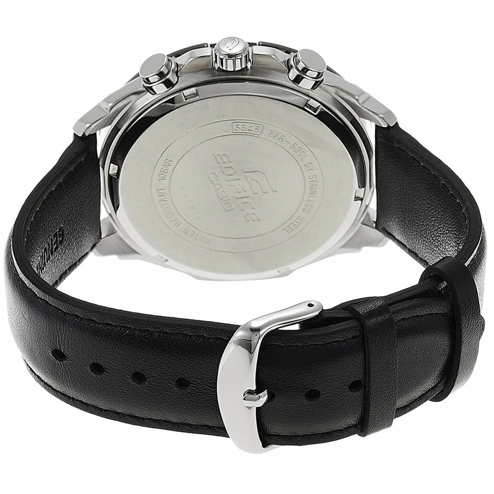 Casio Men's Super Clone Watch EFR-539L-1AVUDF – Black Dial with Black Leather Strap
