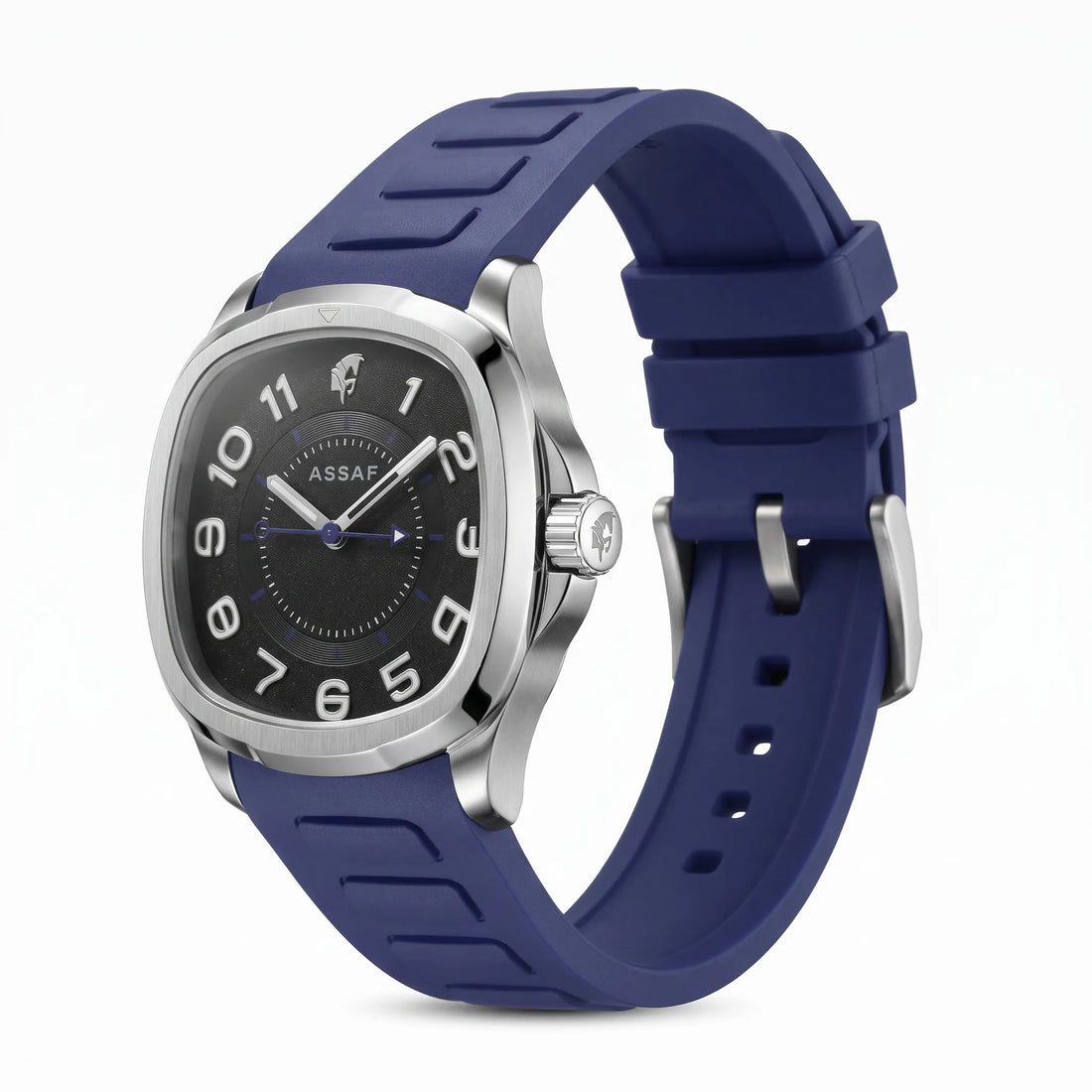 ASSAF Frankel Winner Men's Watch – Black Dial & Dark Blue Silicone Strap