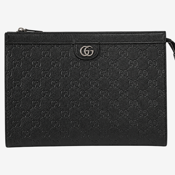 Gucci Black GG Embossed Leather Clutch – Unisex