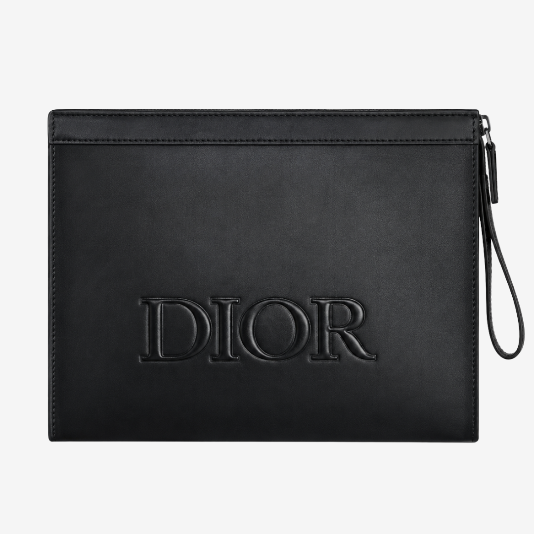 Dior Black Leather Clutch Bag – Elegant Unisex Handbag