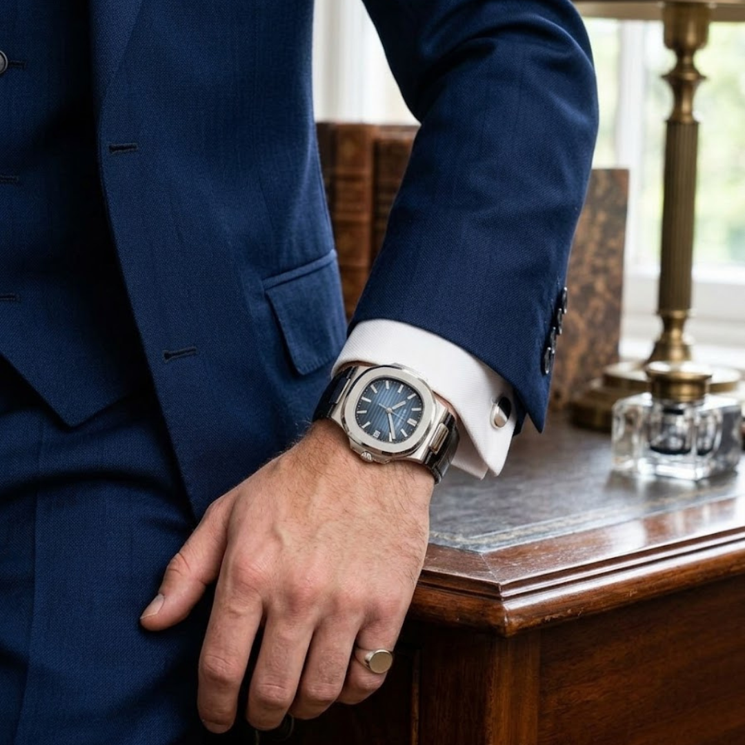 Patek Philippe Nautilus Men’s Watch – Premium Mirror Edition Quartz with Leather Strap