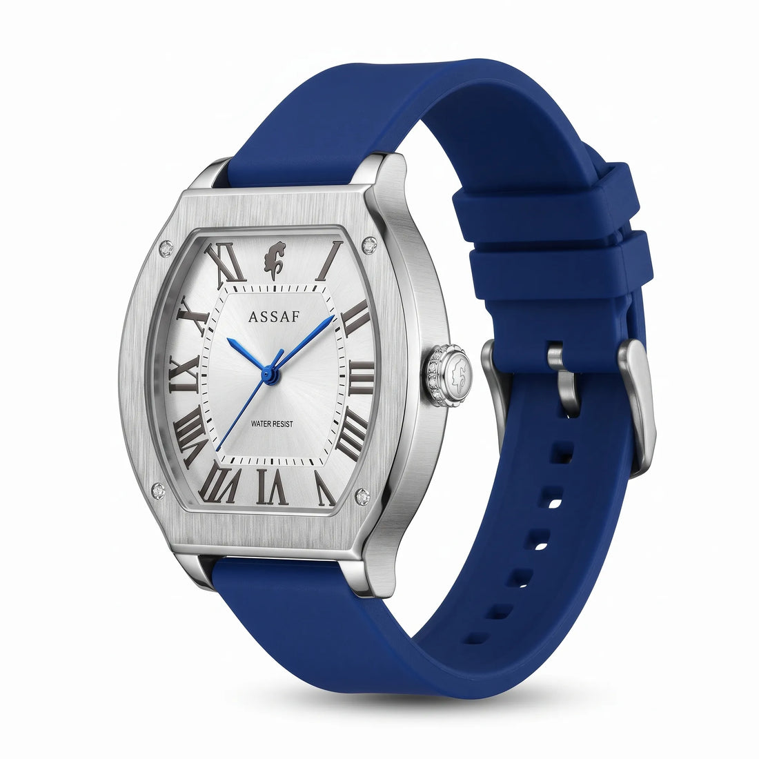ASSAF Original Men's Watch - Silver Dial & Blue Silicone Strap