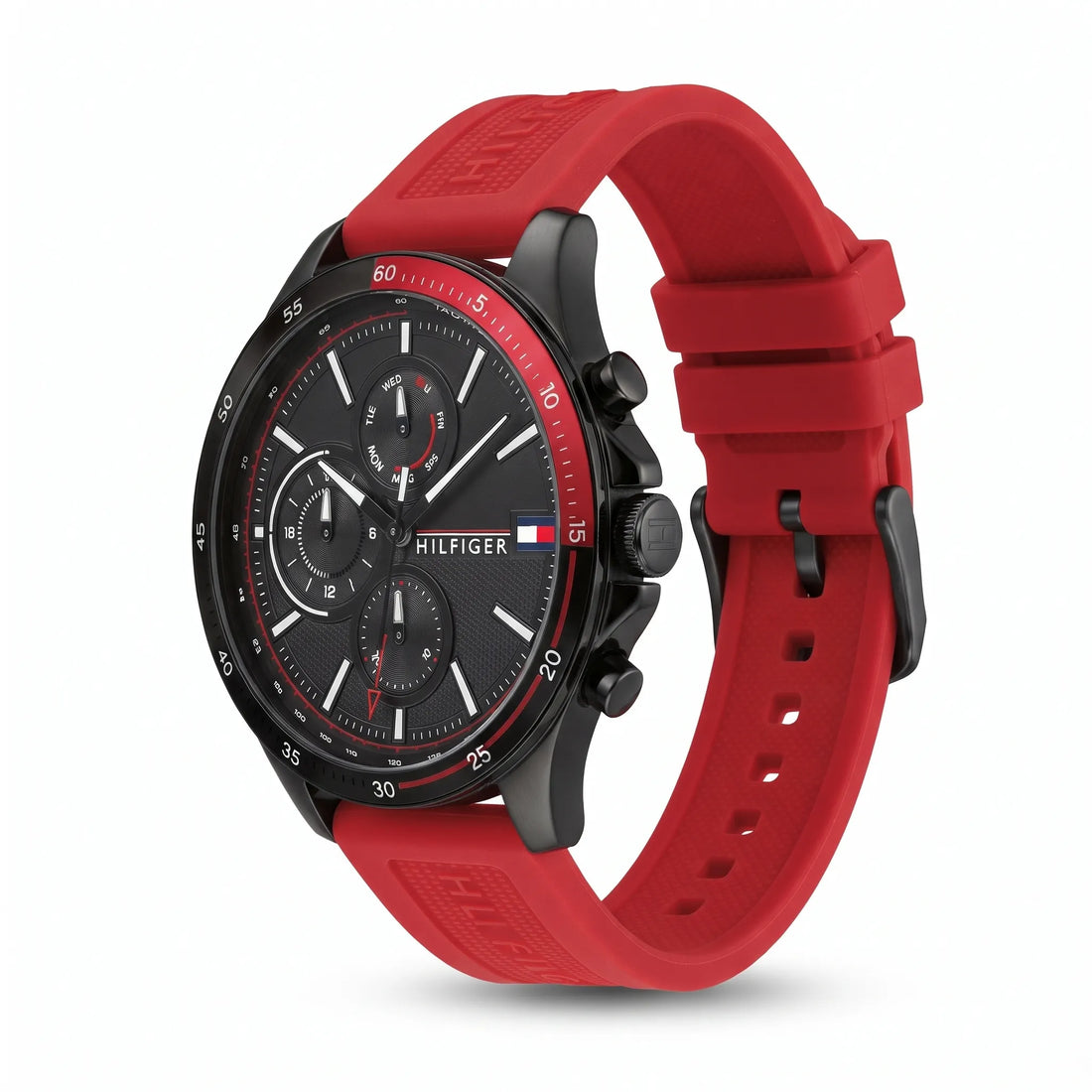 Tommy Hilfiger Men’s Watch 1791722 – Black & Red, Japanese Movement, Original