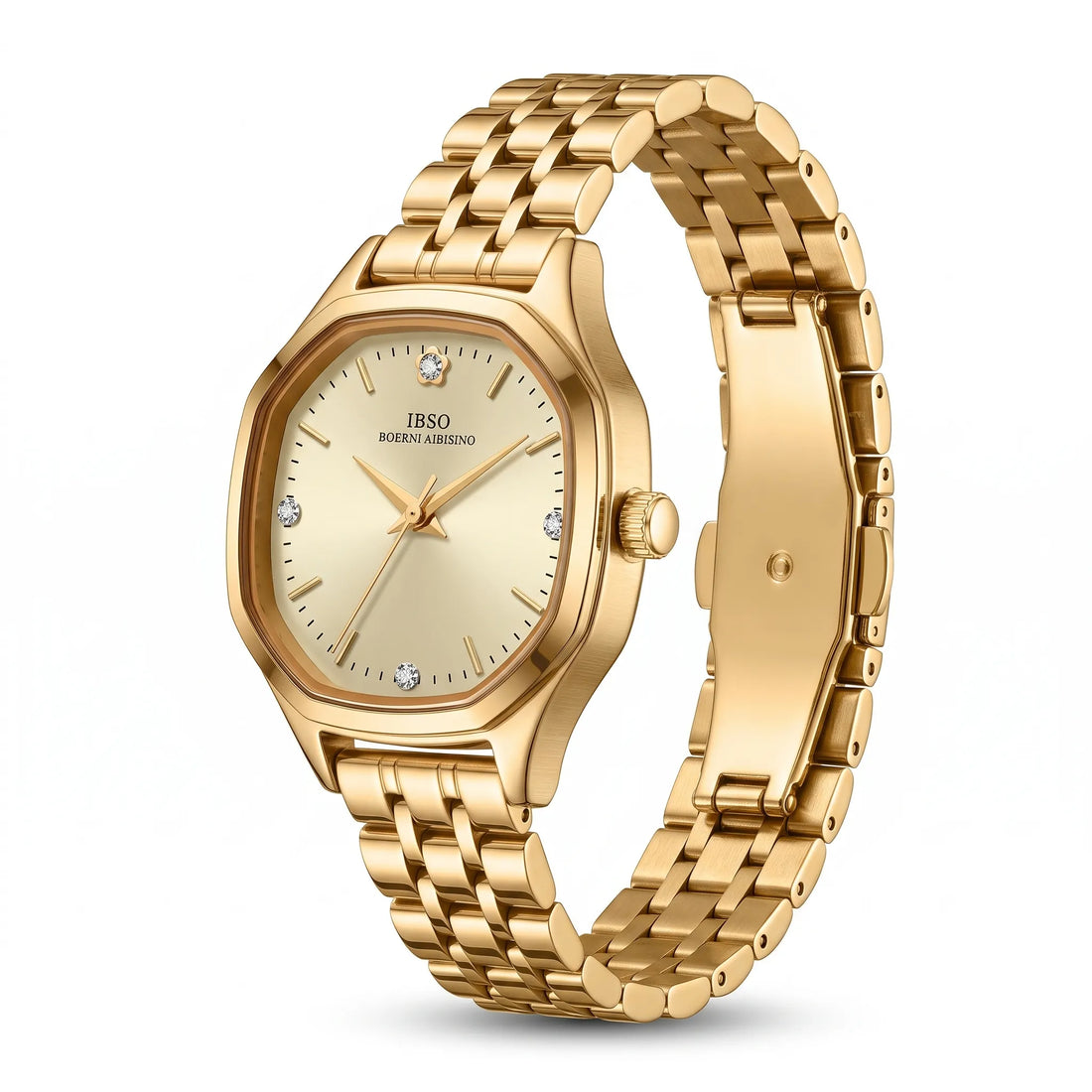 IBSO Original Women's Octagonal Watch – Japanese Movement, Gold Stainless Steel Elegant Design