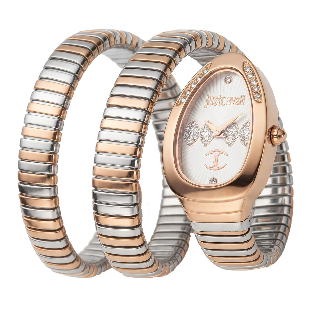 Just Cavalli Women’s Analog Watch JC1L230M0075 Silver Gold with Crystal Accents Original