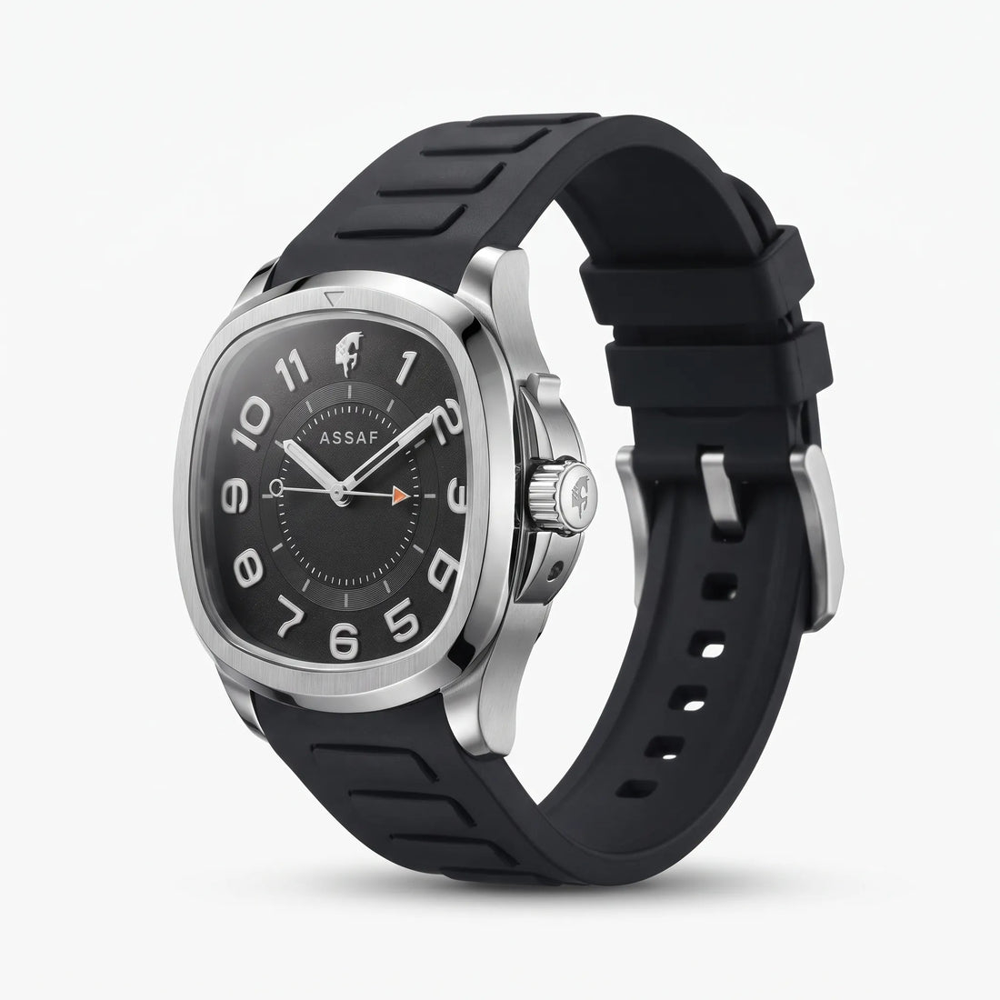 Frankel Black Original Watch by Assaf – Silver Case, Silicone Strap, Water Resistant