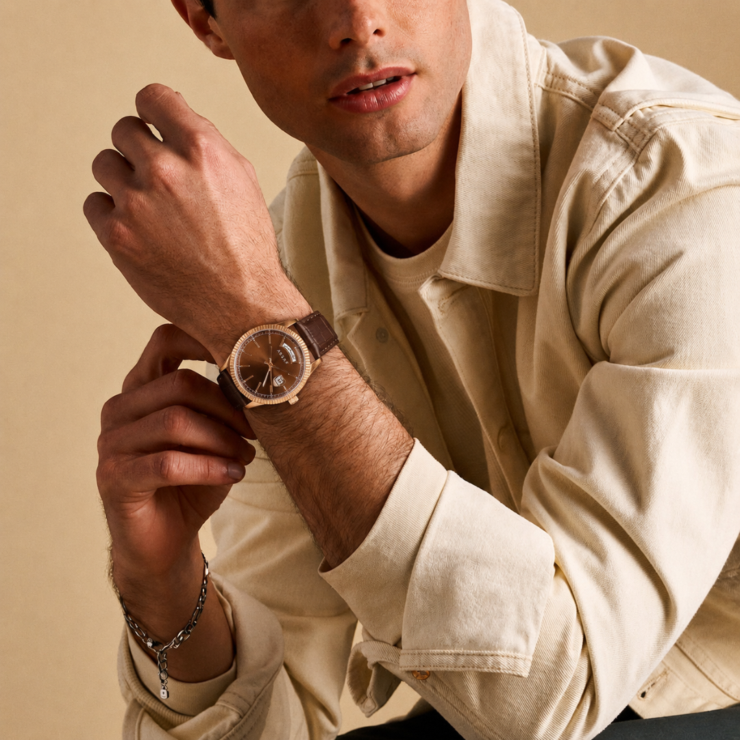 Haron Brown Leather Watch by Assaf – For Men