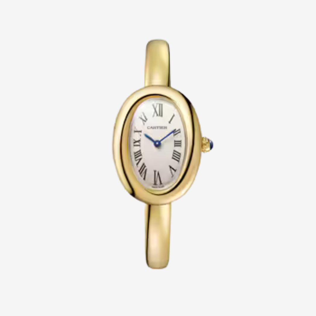 Cartier Women's Watch – Gold Tone – Oval Light Gold Dial – Roman Numerals – Quartz Movement – Mirror Edition