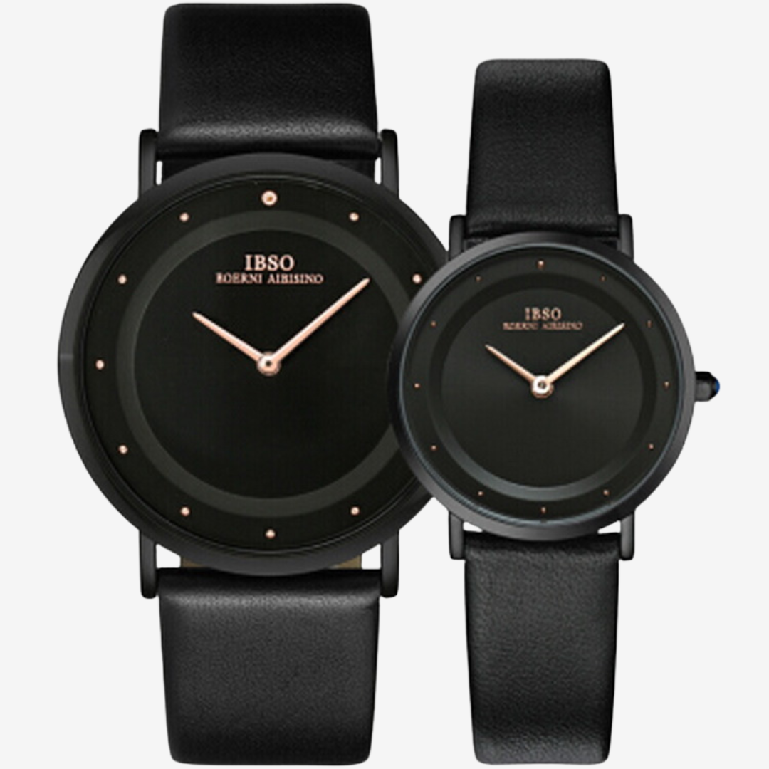 IBSO Watch – Genuine Leather Black Strap, Black Dial, Stainless Steel Back Model S8160L Japanese Movement - Original