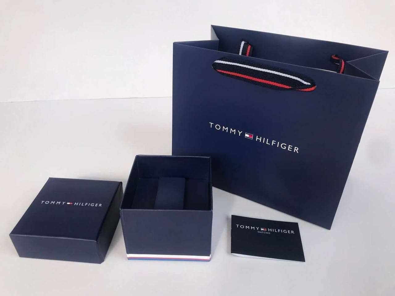 Tommy Hilfiger Men’s Chronograph Watch –  44mm Navy Blue Case, Navy Blue Rubber Strap Mirror Original