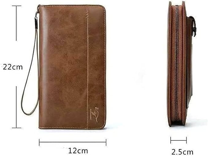 Kangaroo Men’s Hand Clutch Wallet – Mobile Leather Pouch 22×12 cm