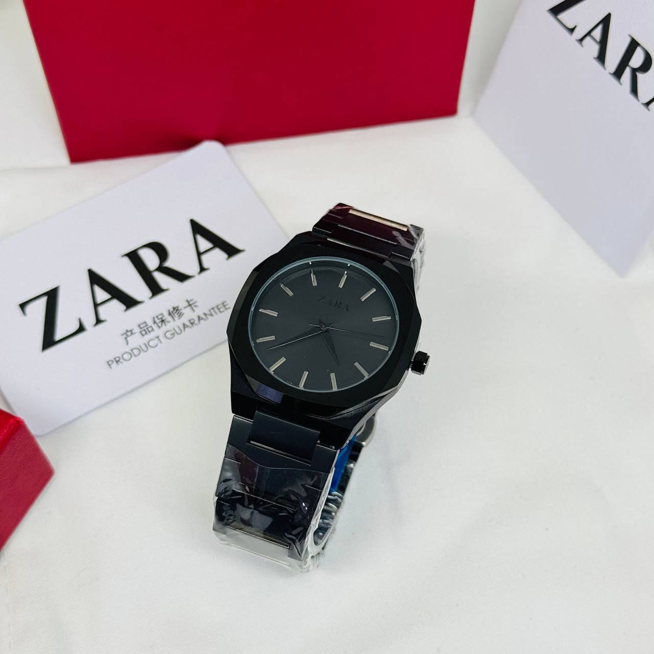 Zara Men's Japanese Quartz Movement Black Stainless Steel Strap & Black Dial – Original