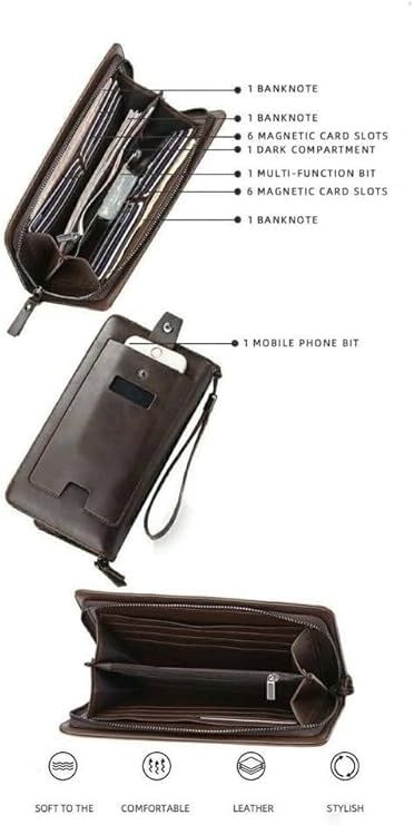 Kangaroo Men’s Hand Clutch Wallet – Mobile Leather Pouch 22×12 cm