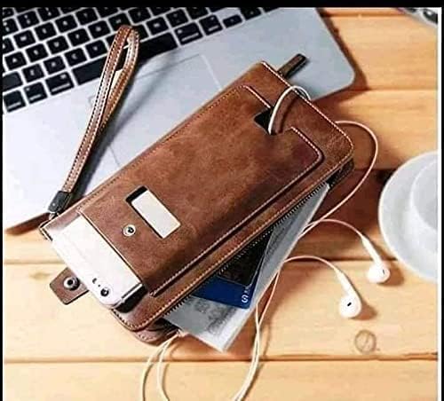 Kangaroo Men’s Hand Clutch Wallet – Mobile Leather Pouch 22×12 cm